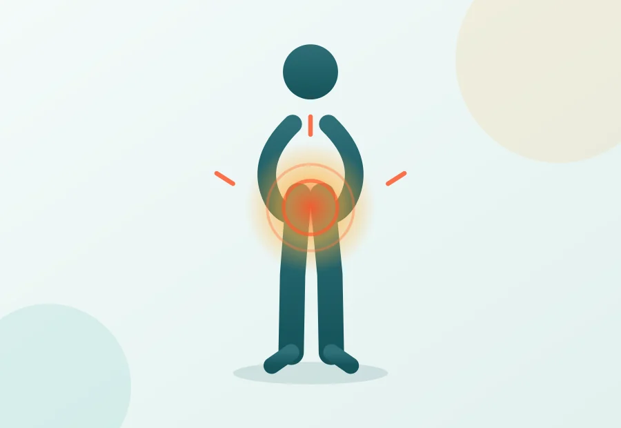 Persona con dolor lumbar y de columna marcado con una zona inflamada